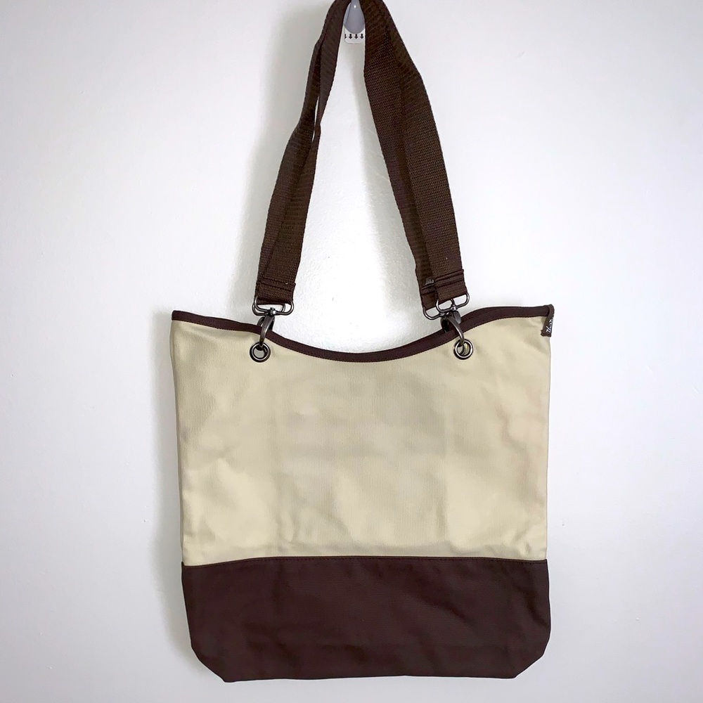 Thirty-one Canvas Crew Shoulder Bag | Cream & Brown | NWT
